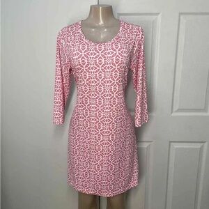 Lulu-B Pink Geometric Long Sleeve Dress